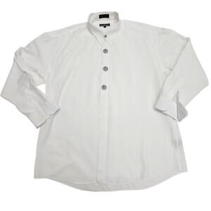 Vintage Domani Collection Mens XL White Dress Shirt Metal Star Embroidered 90s